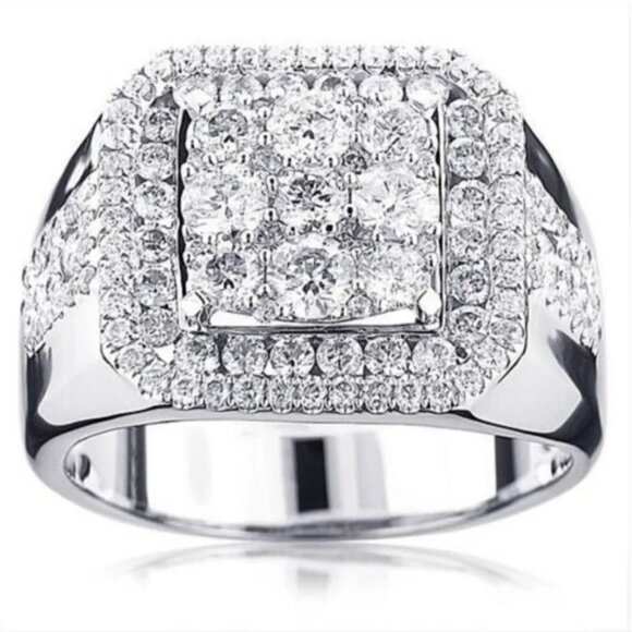 Stunning Lg. 1.50CTW. Men's Multi Stone Diamond Ring Stamped 925 Sterling Silver - Picture 4 of 5